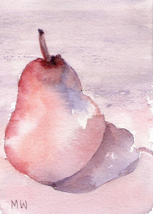 Fruit Greeting Card featuring the painting Pear in Purple by Marsha Woods