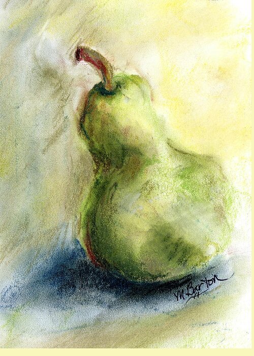 Pear Greeting Card featuring the painting Pear with Flair by Marilyn Barton