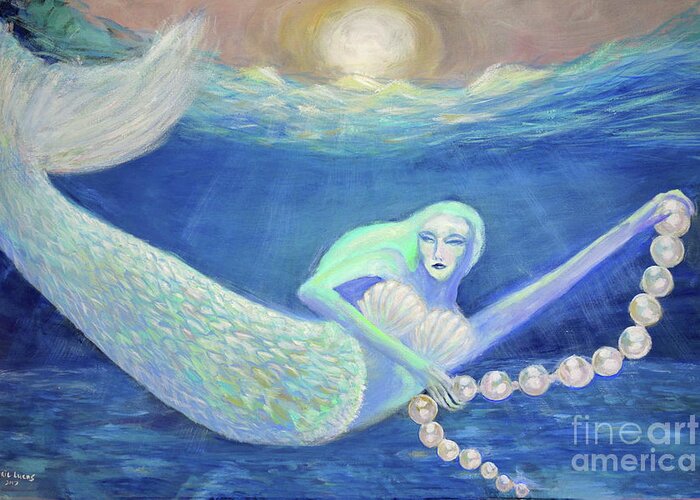 Abstract Greeting Card featuring the painting Pearl Of The Sea by Lyric Lucas