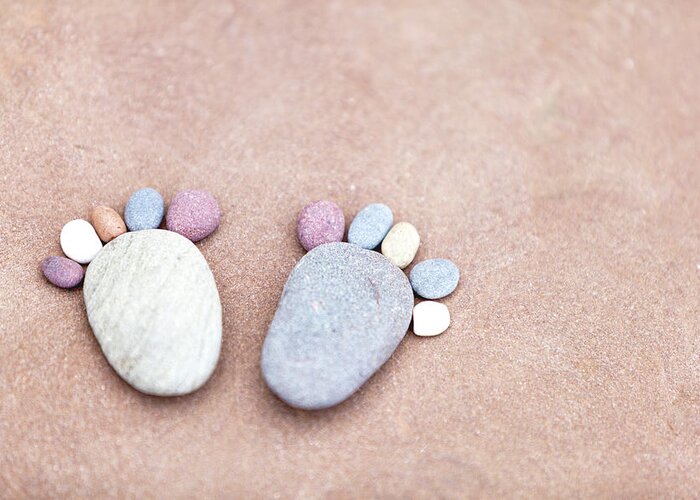Abstract Greeting Card featuring the photograph Pebble Feet by Anita Nicholson