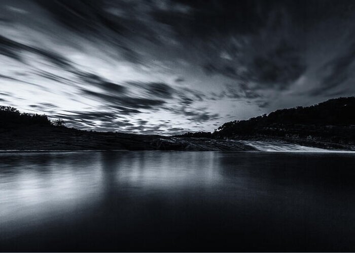Peddernales Greeting Card featuring the photograph Peddernales Falls Long Exposure Black and White #1 by Micah Goff