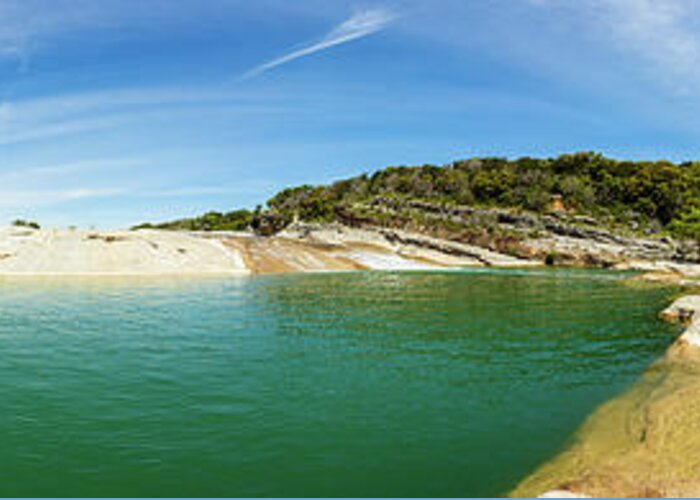 Pedernales Falls Greeting Card featuring the photograph Pedernales Falls Pano2 by Raul Rodriguez