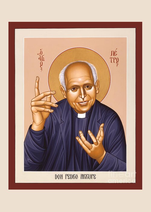 Pedro Arrupe Greeting Card featuring the painting Pedro Arrupe, SJ - RLPDA by Br Robert Lentz OFM