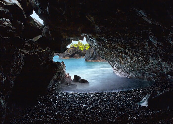 Hana Greeting Card featuring the photograph Peeking Through the Lava Tube by Susan Rissi Tregoning