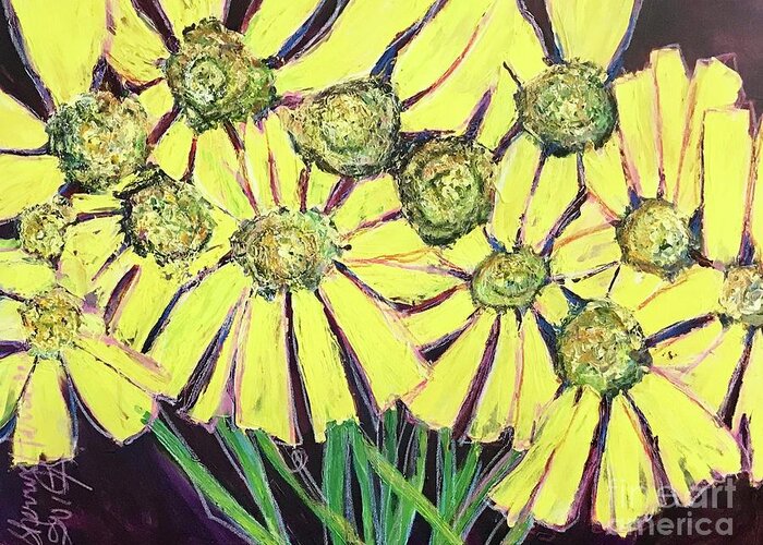 Floral Greeting Card featuring the painting Peepers Peepers by Sherry Harradence
