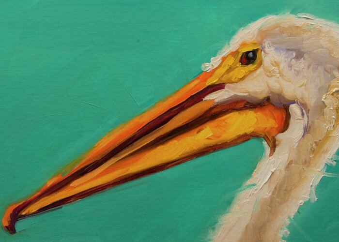Pelican Greeting Card featuring the painting Pelican #2 by Diane Whitehead