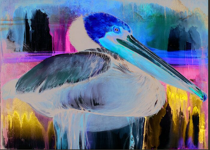  Greeting Card featuring the mixed media Pelican by Anthony Burks Sr