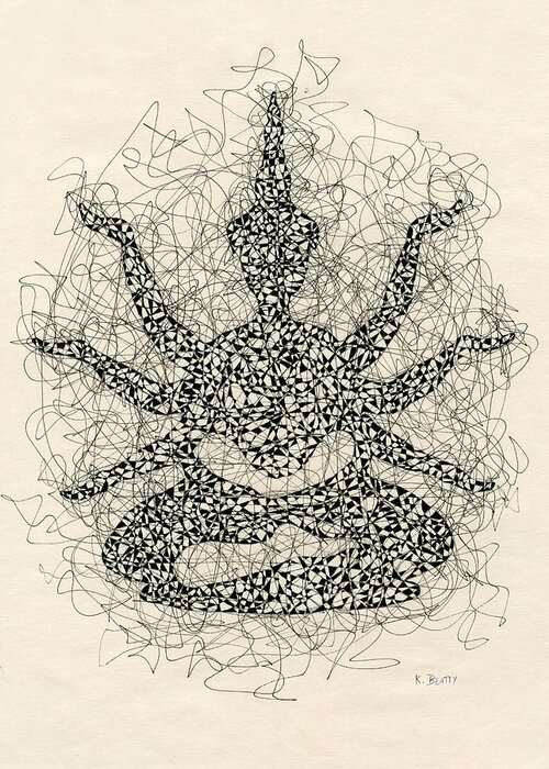 Buddha Greeting Card featuring the drawing Pen and Ink Drawing Buddha by Karla Beatty