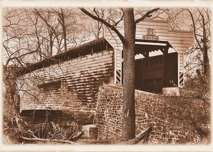 Kennedy Covered Bridge Greeting Card featuring the photograph Pennsylvania Country Roads - Kennedy Covered Bridge Over French Creek No. 1S - Chester County by Michael Mazaika