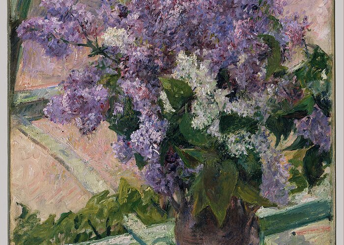Lilacs In A Window (vase De Lilas A La Fenetre) Greeting Card featuring the painting Pennsylvania by MotionAge Designs