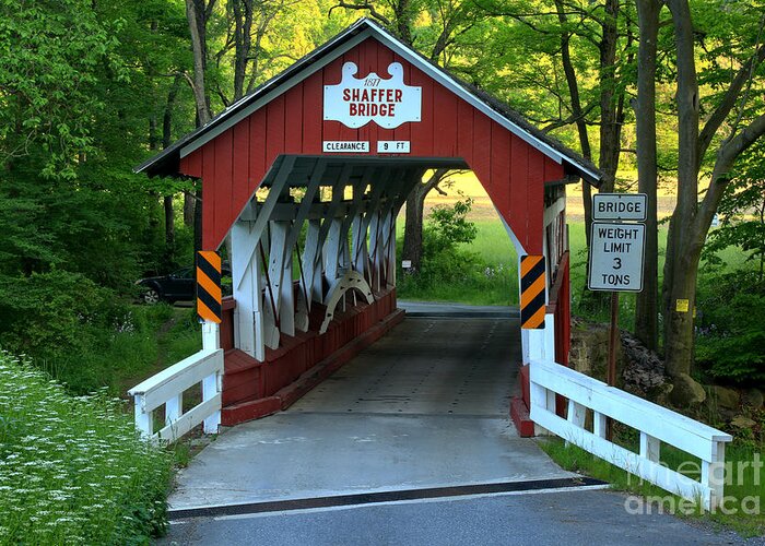 Shaffer Covered Bridge Greeting Card featuring the photograph Pennsylvania Shaffer Covered Bridge by Adam Jewell