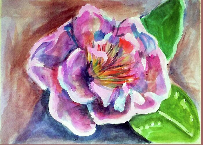 Art Greeting Card featuring the painting Peony by Loretta Nash