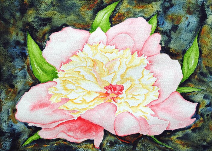 Flower Greeting Card featuring the painting Peony by Vallee Johnson
