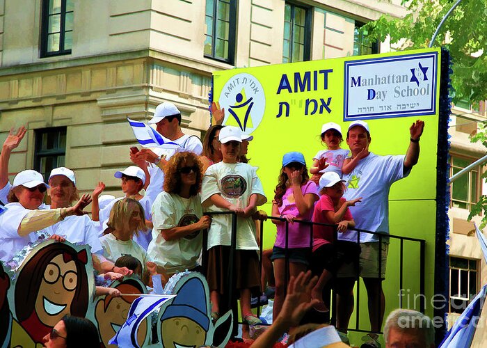 Jewish Greeting Card featuring the photograph People Celebrating Israel Day NY by Chuck Kuhn