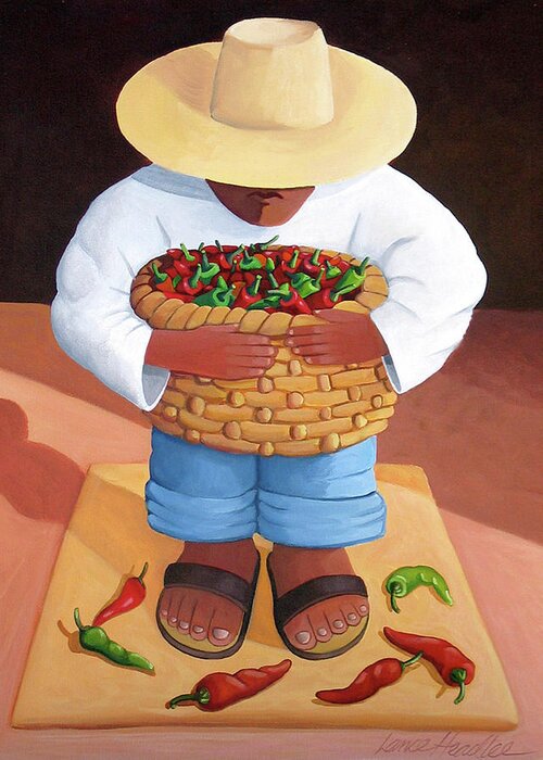 Mexican Greeting Card featuring the painting Pepper Boy by Lance Headlee