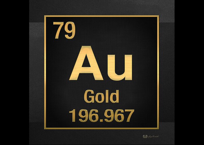 the Elements Fine Art Collection By Serge Averbukh Greeting Card featuring the photograph Periodic Table - Gold on Black by Serge Averbukh