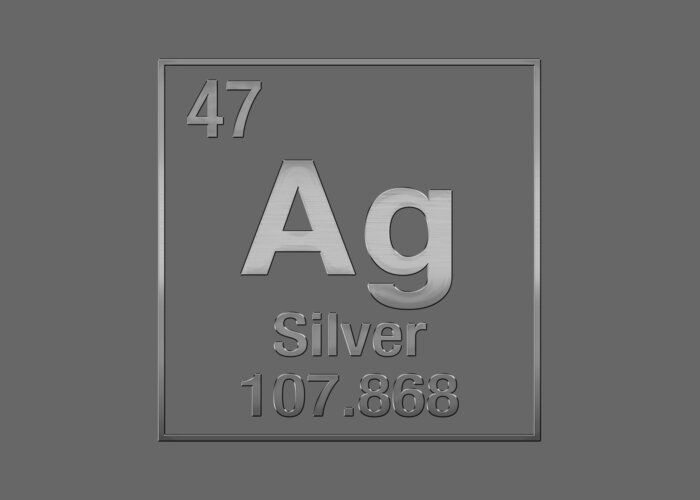 'the Elements' Collection By Serge Averbukh Greeting Card featuring the digital art Periodic Table of Elements - Silver - Ag - Silver on Silver by Serge Averbukh