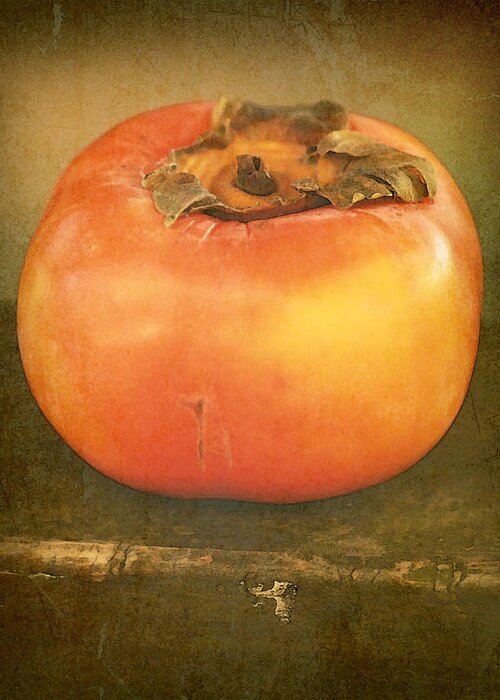 Persimmon Greeting Card featuring the photograph persimmon V by Amy Neal