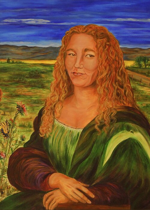 Portrait Greeting Card featuring the painting Pesca da Vinci by Bonnie Peacher