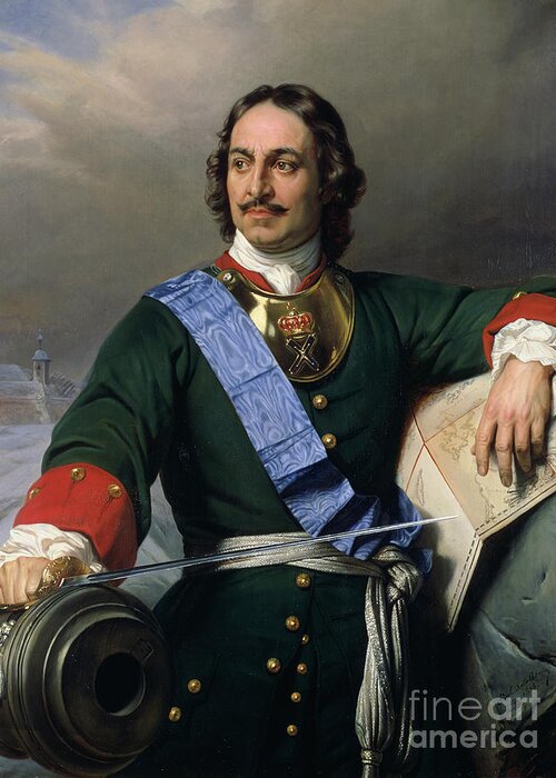 Peter I The Great Greeting Card featuring the painting Peter I the Great by Delaroche