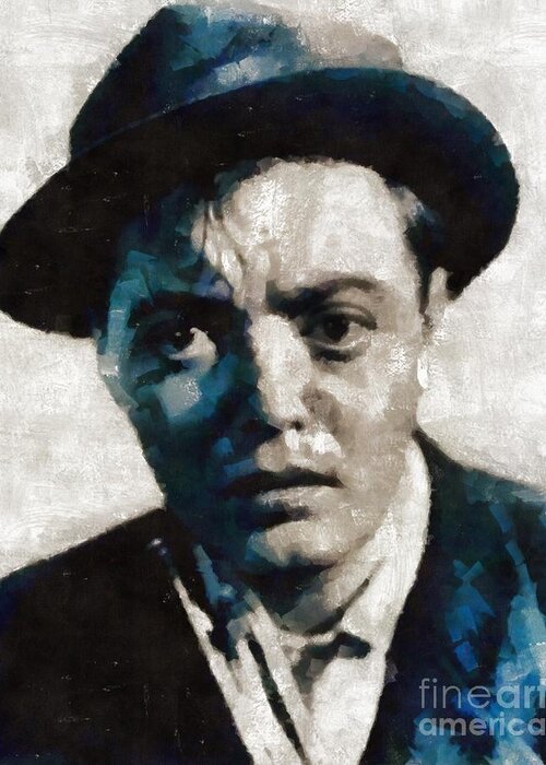  Greeting Card featuring the painting Peter Lorre Hollywood Actor by Esoterica Art Agency