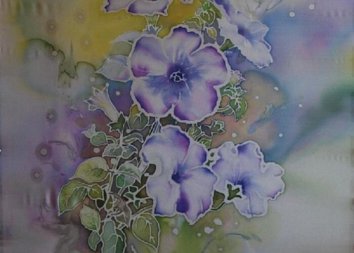 Petunia Greeting Card featuring the painting Petunias by Susan White