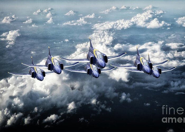 Blue Angels Greeting Card featuring the digital art Phantom Angels by Airpower Art