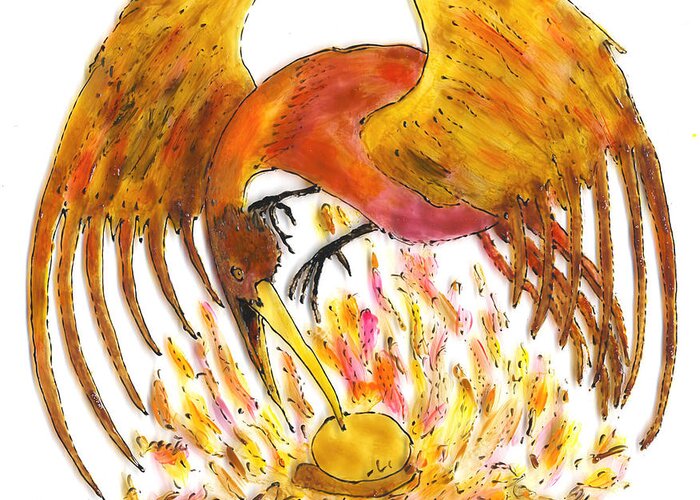 Phoenix Greeting Card featuring the painting Phoenix by Phil Strang