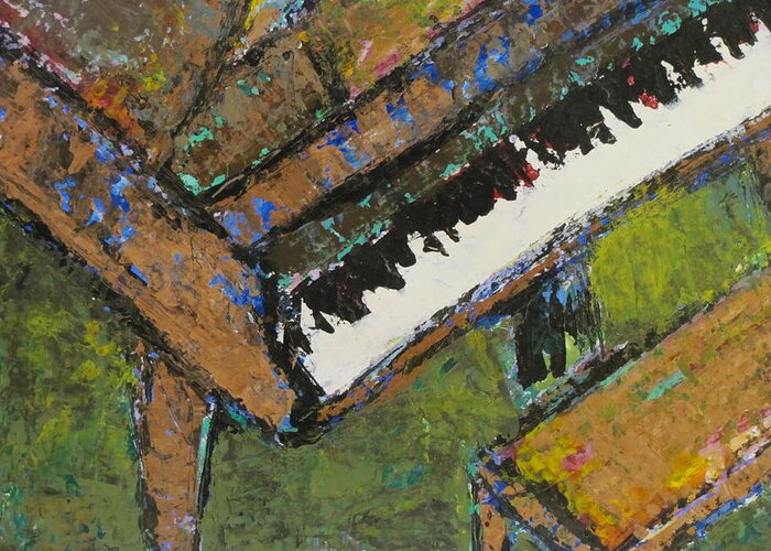 Piano Greeting Card featuring the painting Piano close up 1 by Anita Burgermeister