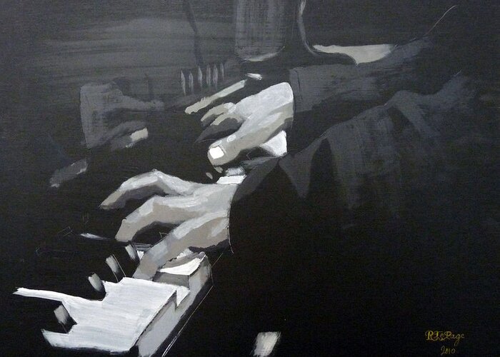 Piano Greeting Card featuring the painting Piano Hands by Richard Le Page