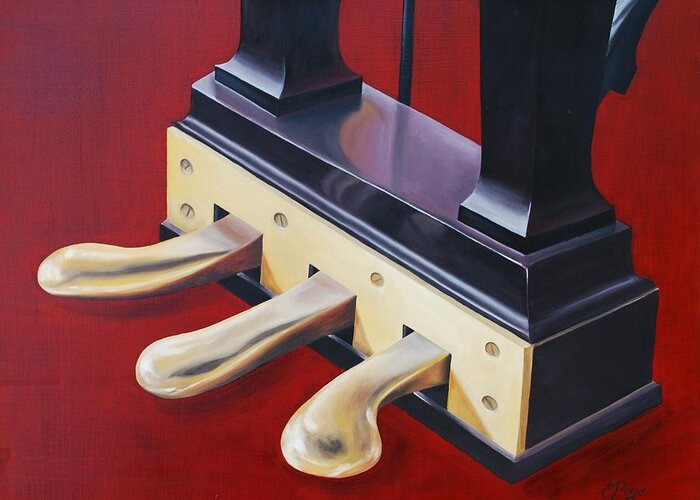Realism Greeting Card featuring the painting Piano Pedals by Emily Page