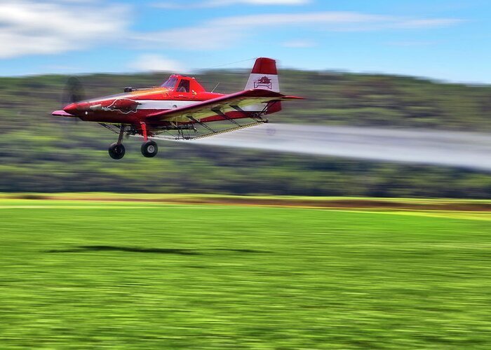 Crop Duster Greeting Card featuring the photograph Picking It Up and Putting It Down - Crop Duster - Arkansas Razorbacks by Jason Politte