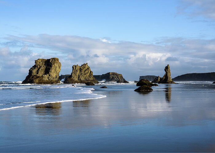 Bandon Greeting Card featuring the photograph Picturesque Rocks by Robert Potts