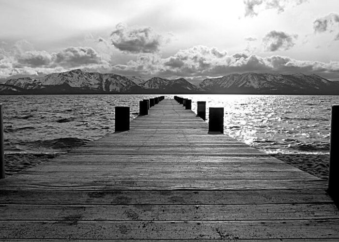 Mount Tallac Greeting Card featuring the photograph Pier to Mount Tallac Lake Tahoe by Brad Scott