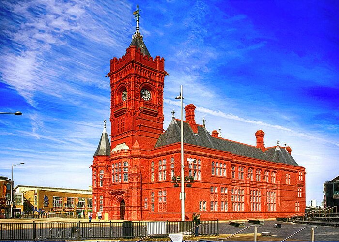 Area Greeting Card featuring the photograph Pierhead building in Cardiff Wales by Chris Smith