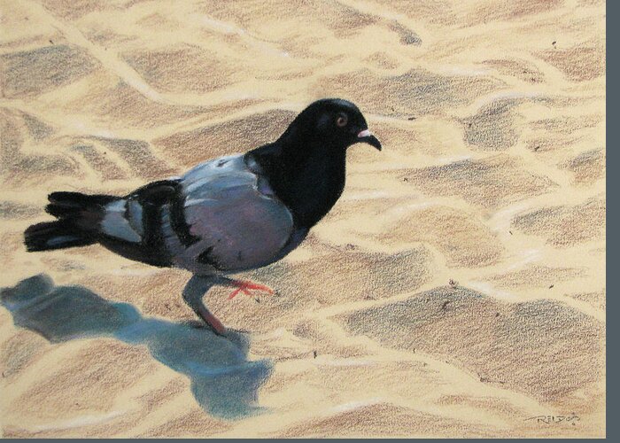 America Greeting Card featuring the pastel Pigeon Footed by Christopher Reid