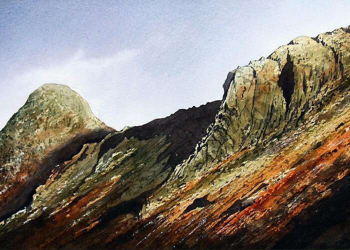 Mountain Greeting Card featuring the painting Pike O' Stickle and Loft Crag by Paul Dene Marlor