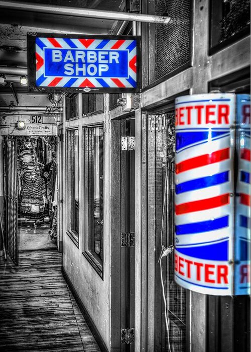 Pike Place Greeting Card featuring the photograph Pike Place Barber Shop by Spencer McDonald