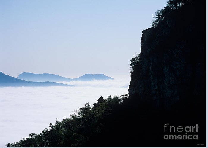 Nature Greeting Card featuring the photograph Pilot and Sauertown and Hanging Rock Mountains by John Harmon