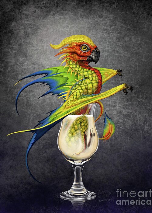 Pina Colada Greeting Card featuring the digital art Pina Colada Dragon by Stanley Morrison