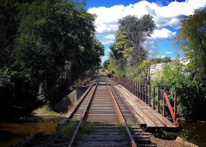 Alma Greeting Card featuring the photograph Pine River Railroad Bridge by Chris Brown