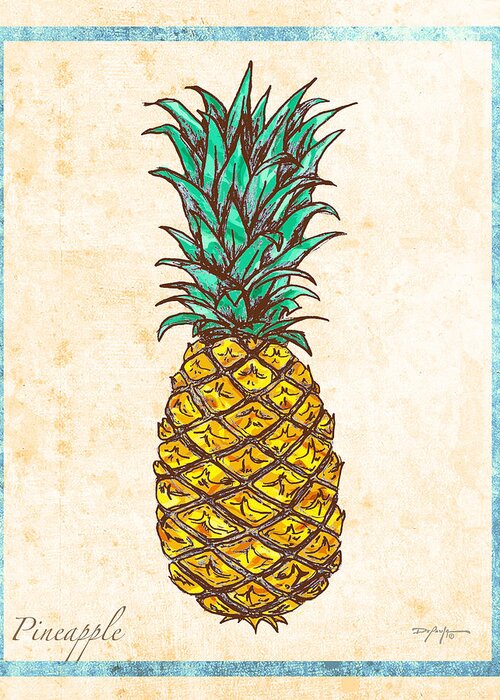 Pineapple Greeting Card featuring the painting Pineapple by William Depaula