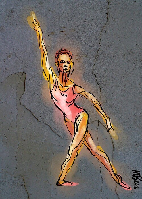 Dancer Greeting Card featuring the digital art Pink Dancer by Michael Kallstrom