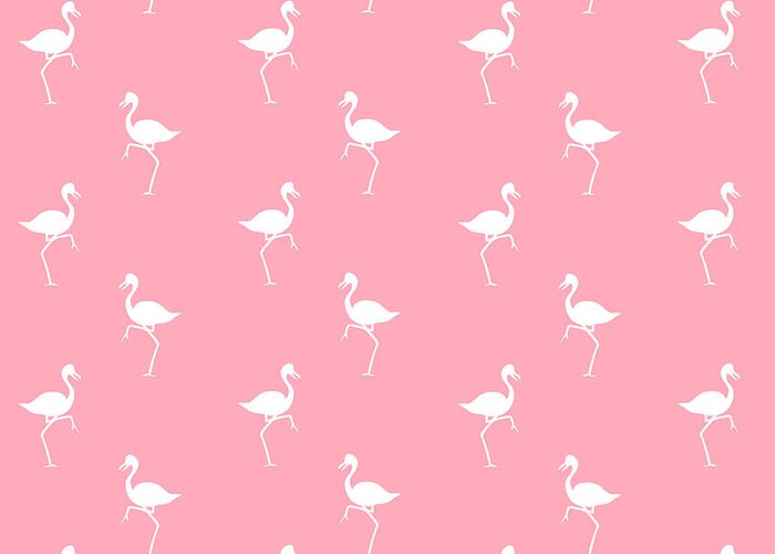 Flamingo Greeting Card featuring the mixed media Pink Flamingos Pattern by Christina Rollo