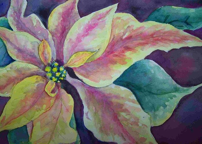 Warm Greeting Card featuring the painting Pink Poinsettia by Sandy Collier