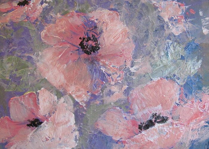 Poppies Greeting Card featuring the painting Pink Poppy by Melanie Stanton