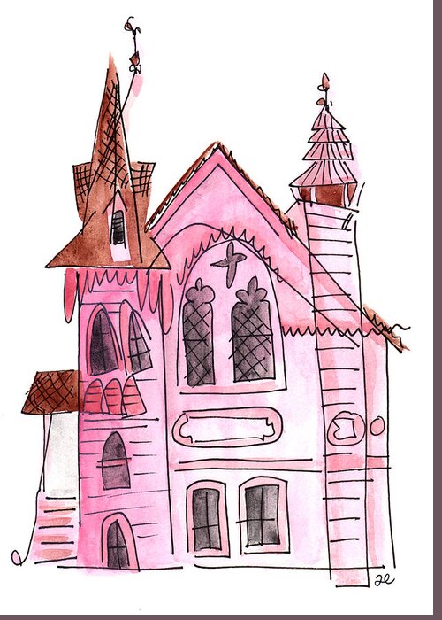 Art Greeting Card featuring the painting Pink Presbyterian Church by Anna Elkins