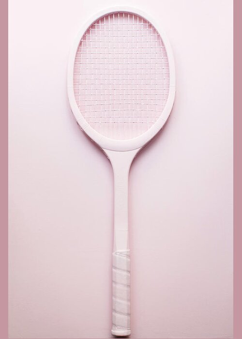 Racket Greeting Card featuring the photograph Pink racket tennis. Vintage sport by Andrey A