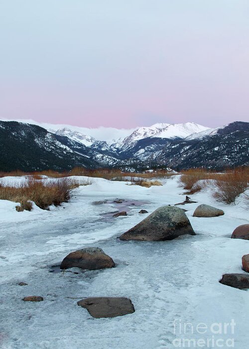 Rocky Mountain National Park Greeting Card featuring the photograph Pink Skies over Moraine Park in Rocky Mountain National Park, Es by Ronda Kimbrow