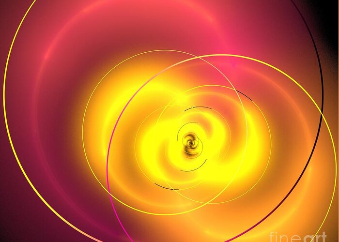 Abstract Greeting Card featuring the digital art Pink Sun Rings by Kim Sy Ok